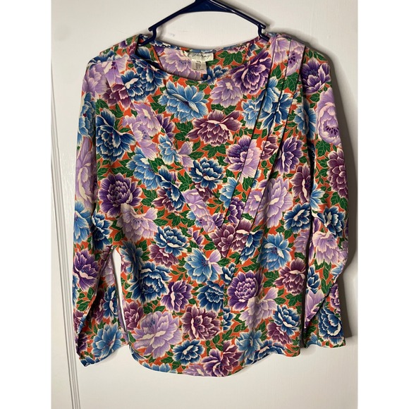 Jenny Packham Tops - Jenny Made In Italy Floral‎ Print Long Sleeve Blouse Multicolor